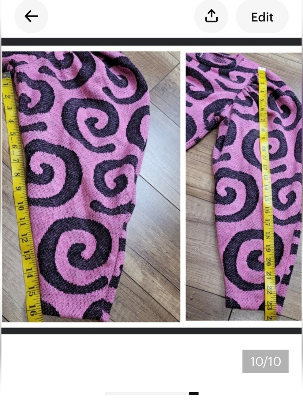 Zara Women's Jacquard Swirl Print Pullover Sweater Balloon Sleeves Pink Black S - Picture 10 of 10